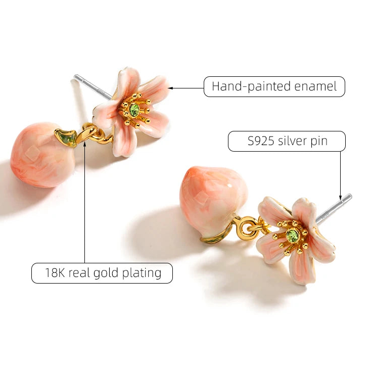 Boucles d’oreilles puces Fleur de Pêcher – Élégance féminine