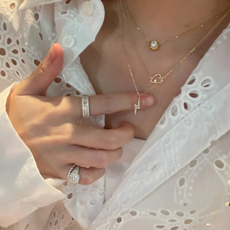 Collier Éclair en Argent 925 Plaqué Or 14K avec Zircon Brillant ✨