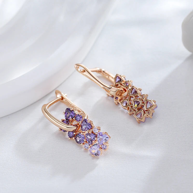 Boucles d’oreilles zircon violet brillant style chic