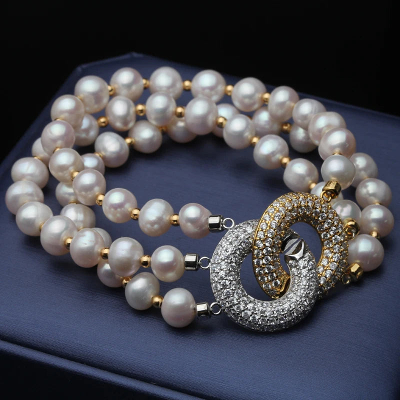 Bracelet Élégant en Perles d’Eau Douce Naturelles pour Femme ✨