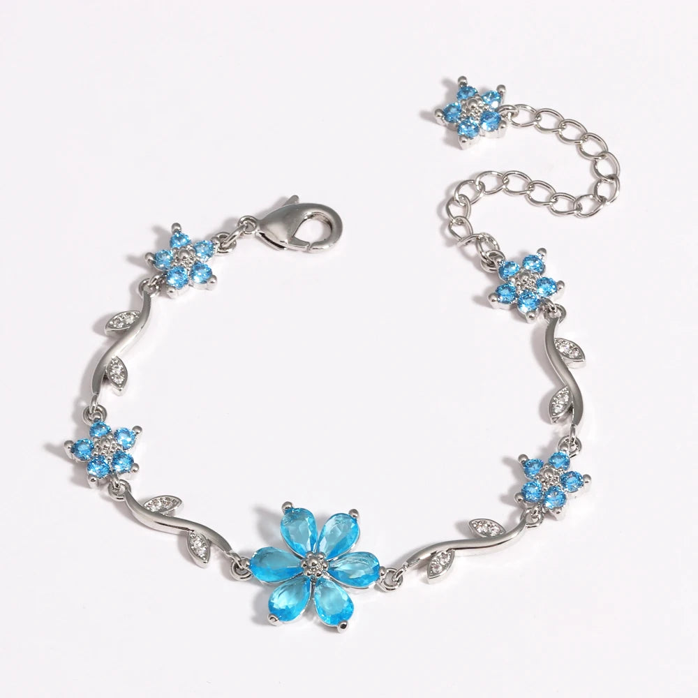Bracelet Floral Zircon Étincelant