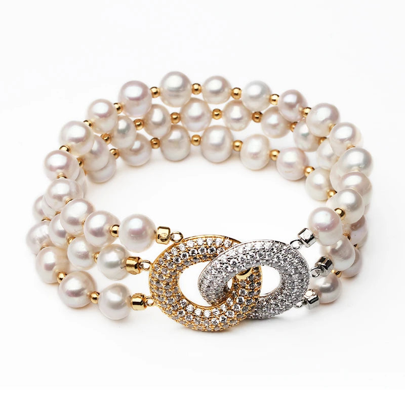 Bracelet Élégant en Perles d’Eau Douce Naturelles pour Femme ✨
