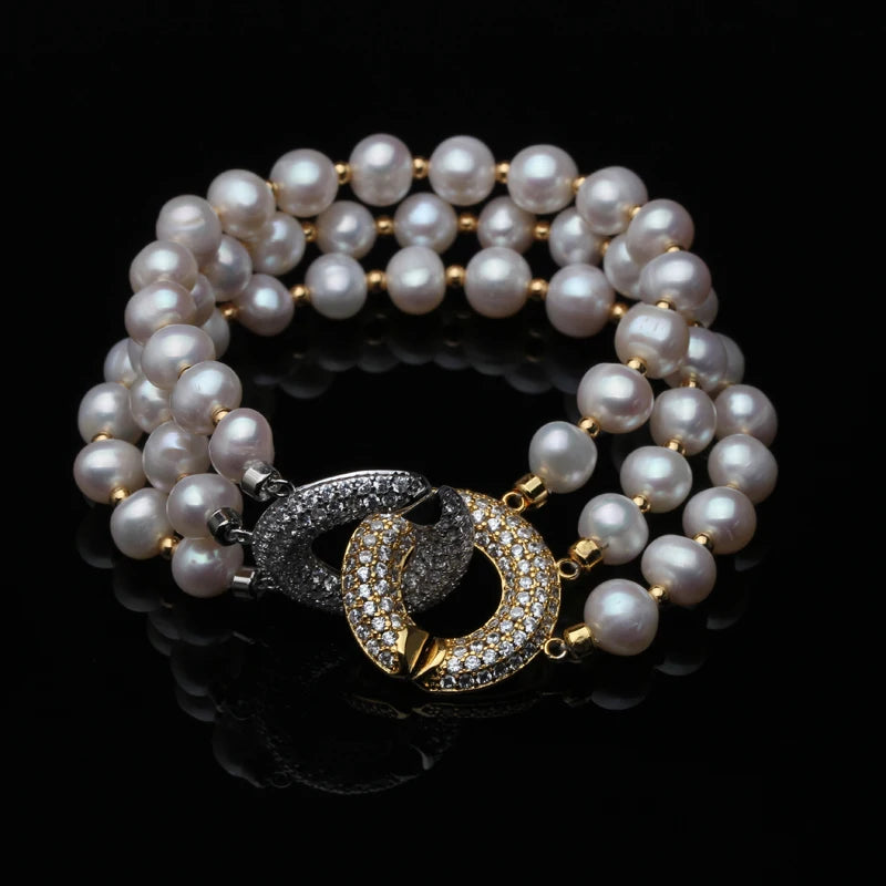 Bracelet Élégant en Perles d’Eau Douce Naturelles pour Femme ✨