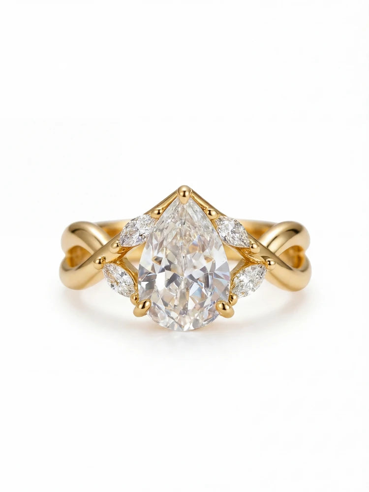 Bague élégante en argent avec croix et zircon goutte d’eau