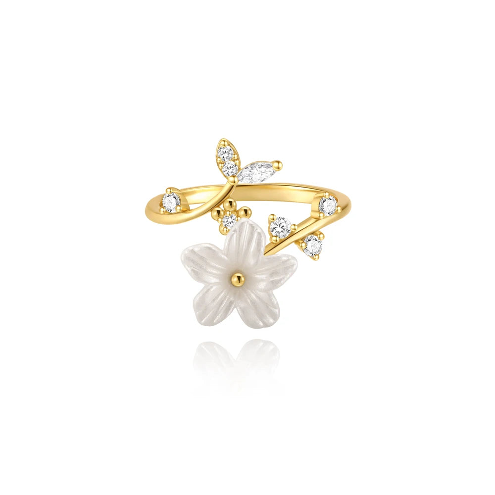 Bague en argent sterling avec fleur de naissance personnalisée