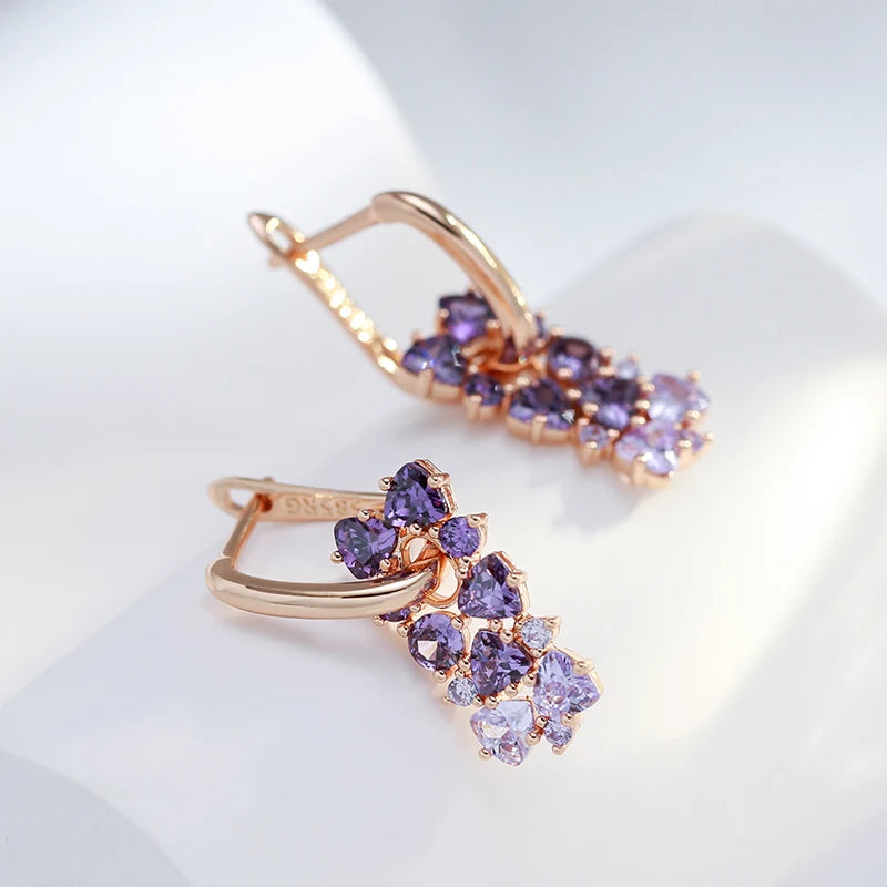 Boucles d’oreilles zircon violet brillant style chic