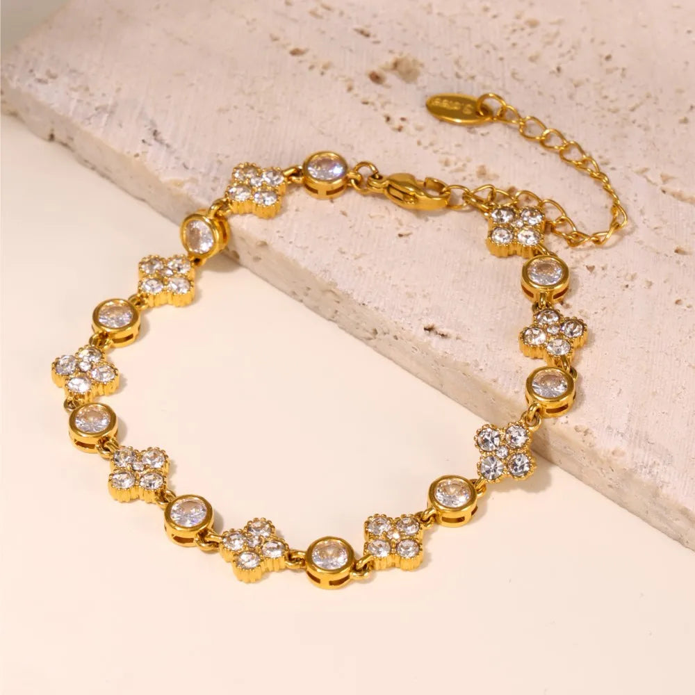 Bracelet chaîne femme plaqué or 18K ajustable