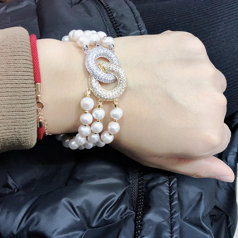 Bracelet Élégant en Perles d’Eau Douce Naturelles pour Femme ✨