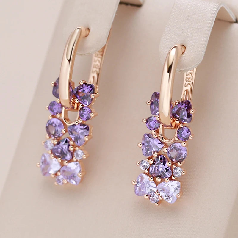 Boucles d’oreilles zircon violet brillant style chic