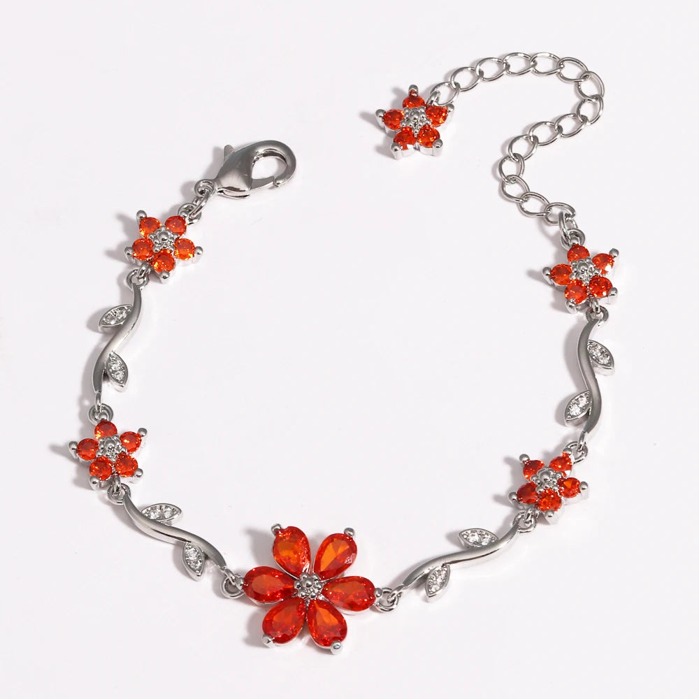 Bracelet Floral Zircon Étincelant