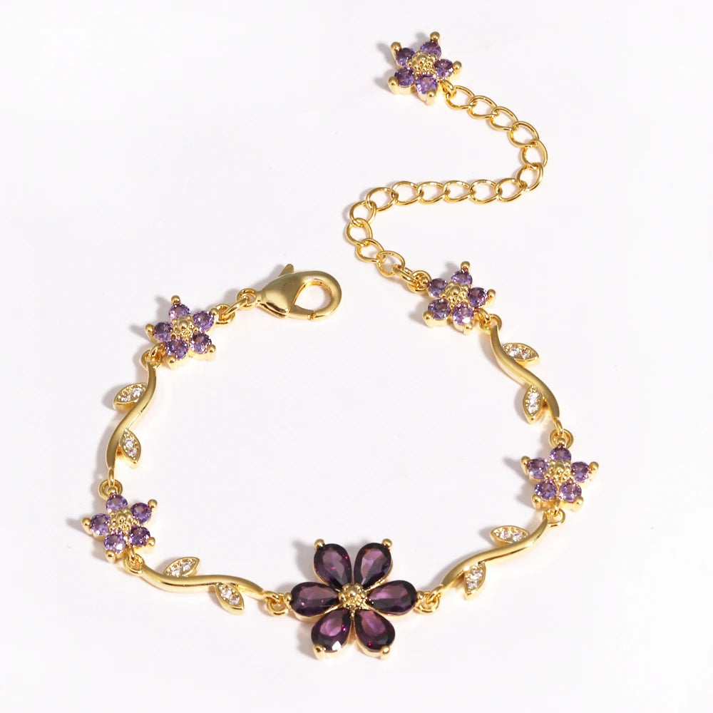 Bracelet Floral Zircon Étincelant