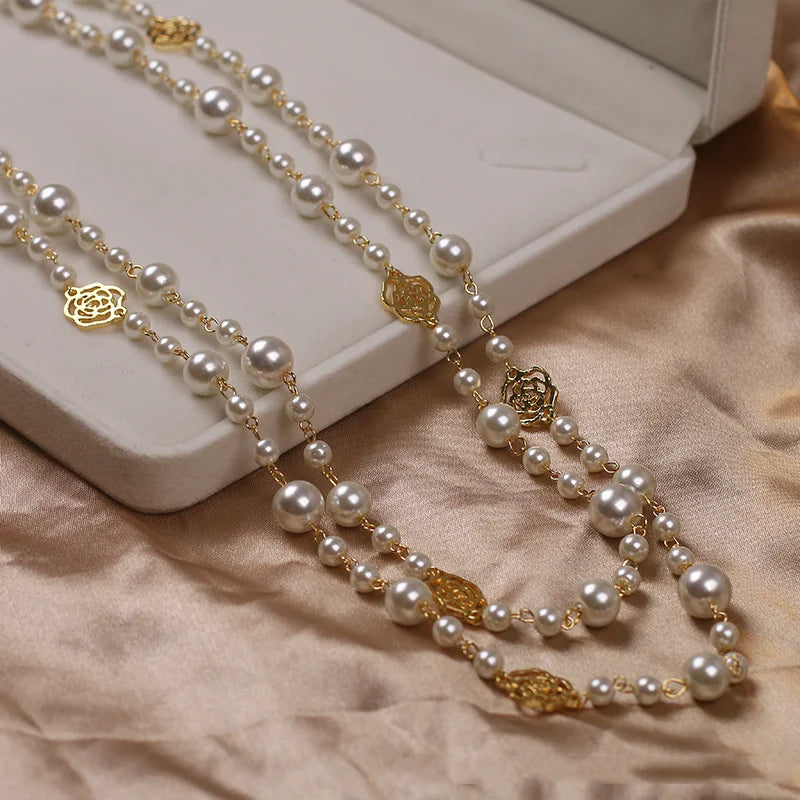Collier Vintage Camellia Perles