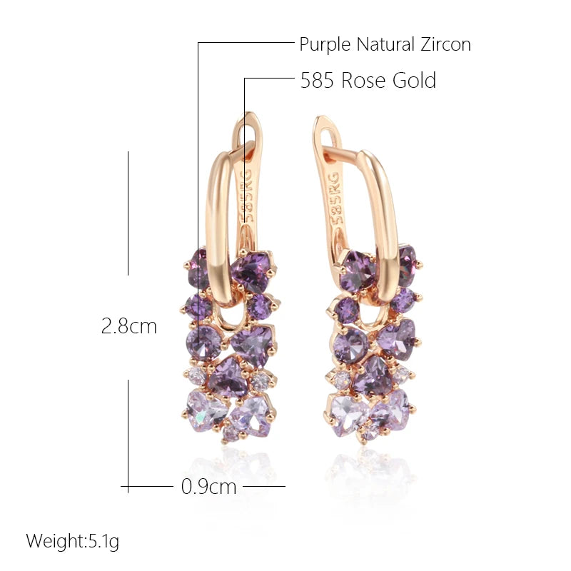 Boucles d’oreilles zircon violet brillant style chic