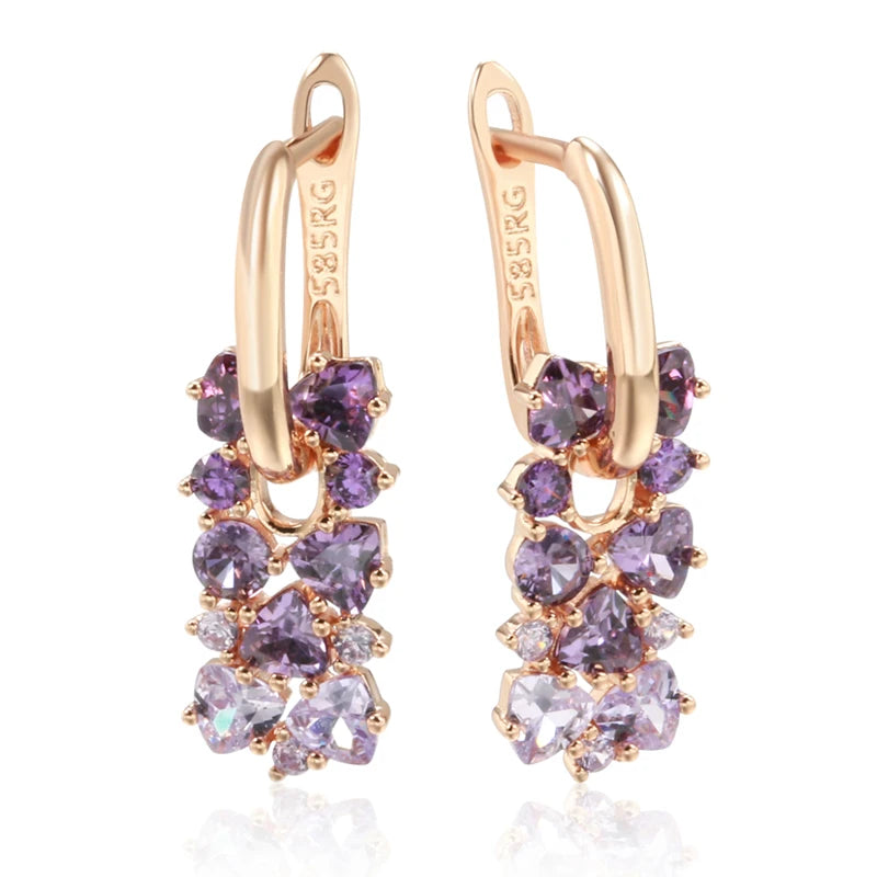 Boucles d’oreilles zircon violet brillant style chic