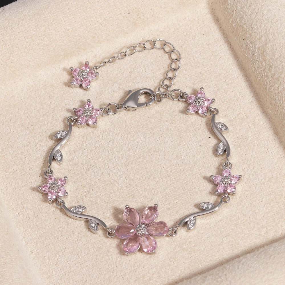 Bracelet Floral Zircon Étincelant