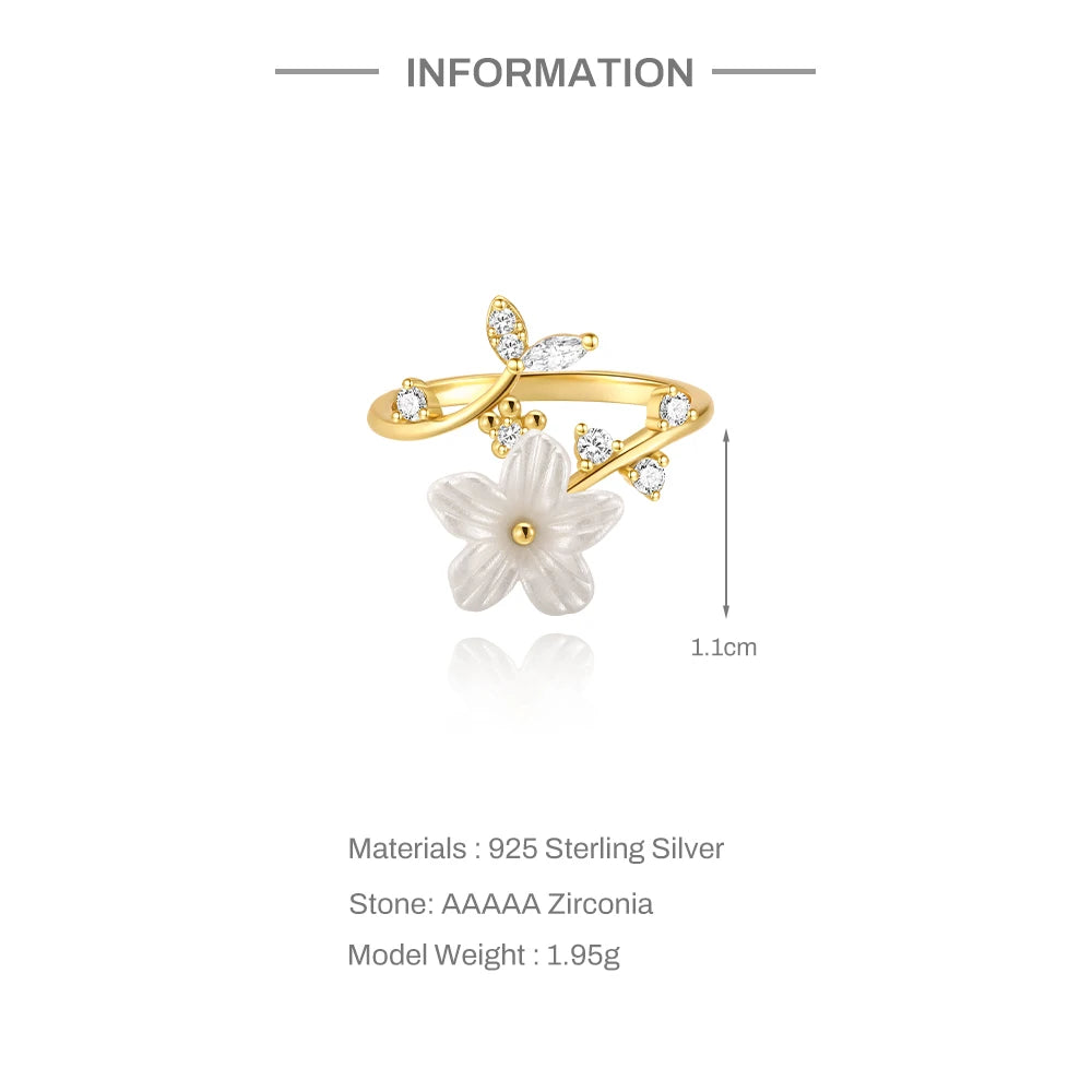 Bague en argent sterling avec fleur de naissance personnalisée
