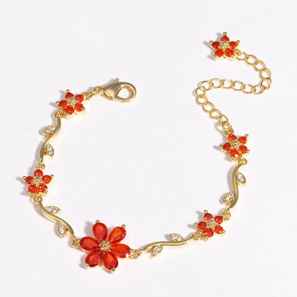 Bracelet Floral Zircon Étincelant