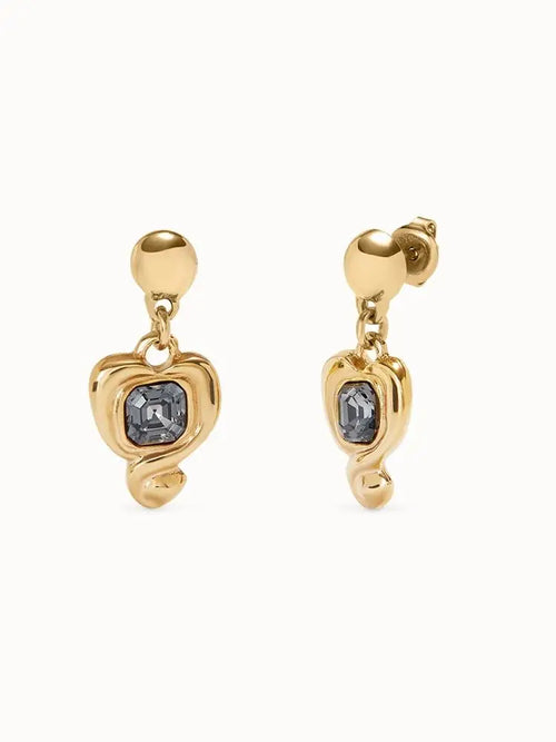 Boucles d’oreilles vintage en forme de cœur en or avec diamants gris