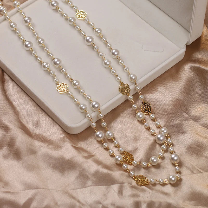 Collier Vintage Camellia Perles
