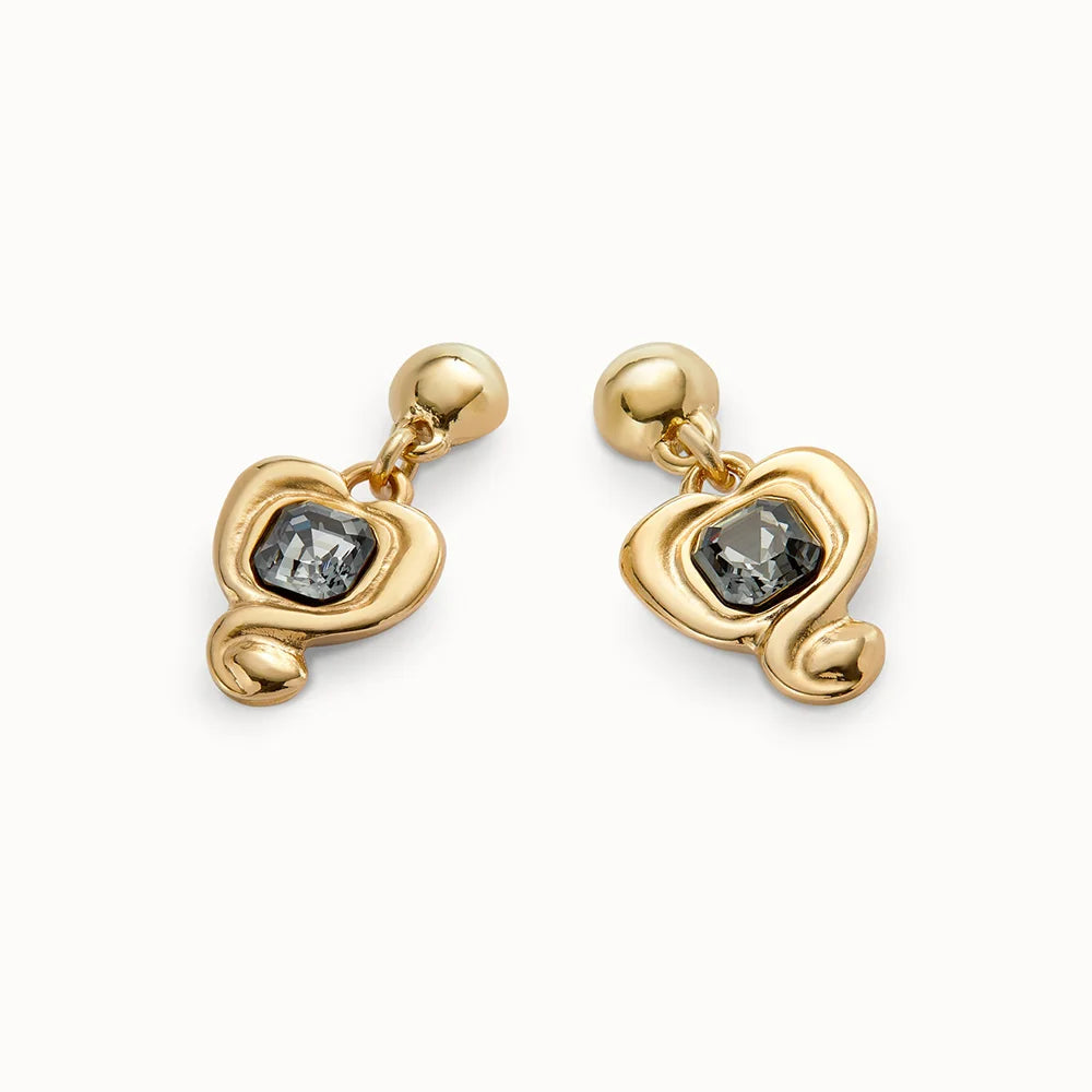 Boucles d’oreilles vintage en forme de cœur en or avec diamants gris