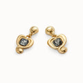 Boucles d’oreilles vintage en forme de cœur en or avec diamants gris