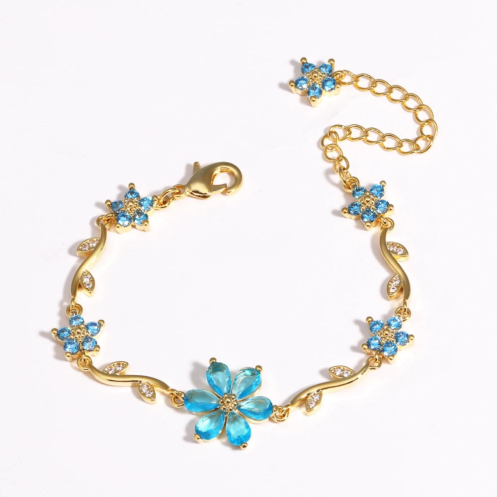 Bracelet Floral Zircon Étincelant